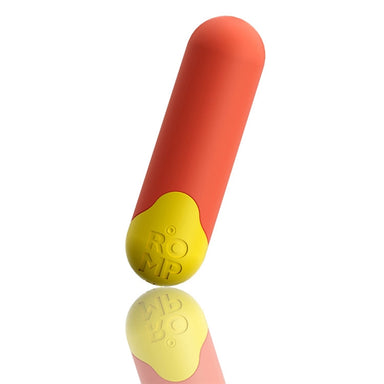 Romp Riot bullet vibrator, orange with a yellow button