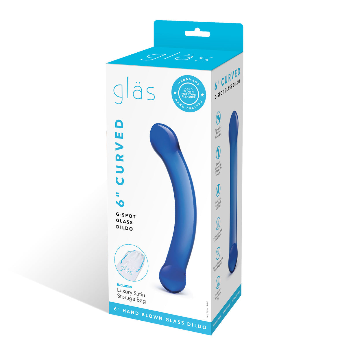 Gläs 6" Sapphire Curved Dildo