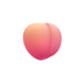 A peach shaped air pulse toy against a white background 