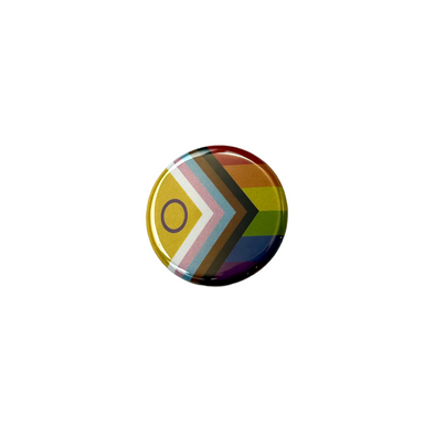 Round pin with Intersex-Inclusive Progress Pride flag