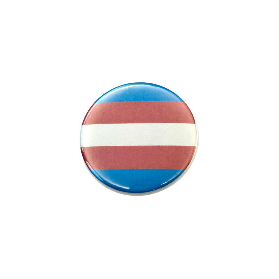 Round pin with Transgender Pride flag