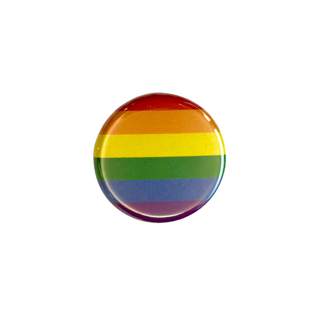 Round pin with Rainbow Pride flag