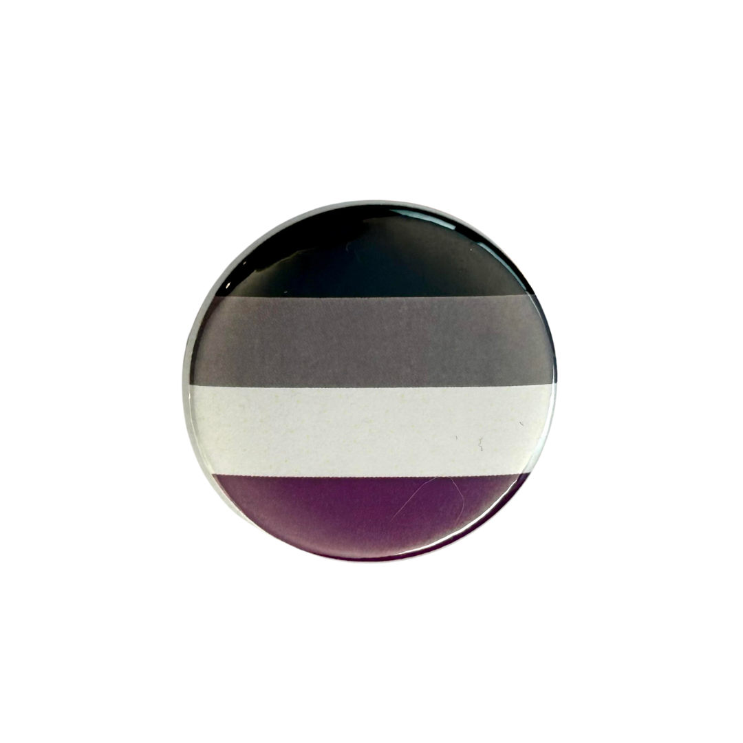 Round pin with Asexual Pride flag