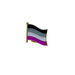 Asexual pride pin with a flag design on a white background