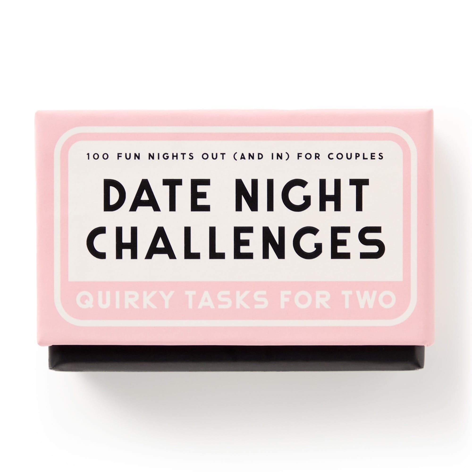 Pink and white Date Night Challenges box viewed from above