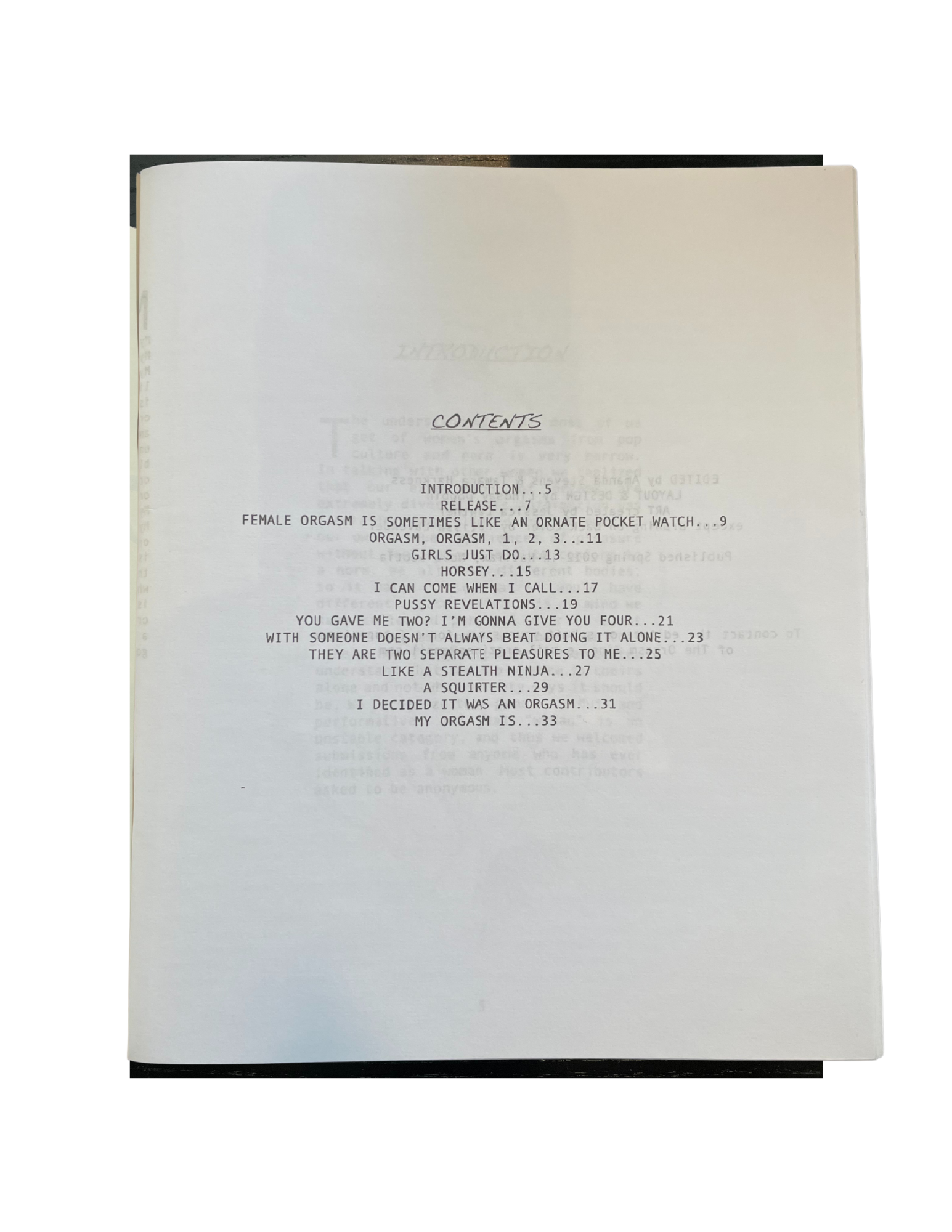 The Orgasm Zine Issue #1