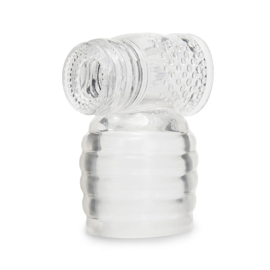 Clear wand attachment stroker toy on a white background 