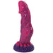 Pink and purple textured dildo on a white background