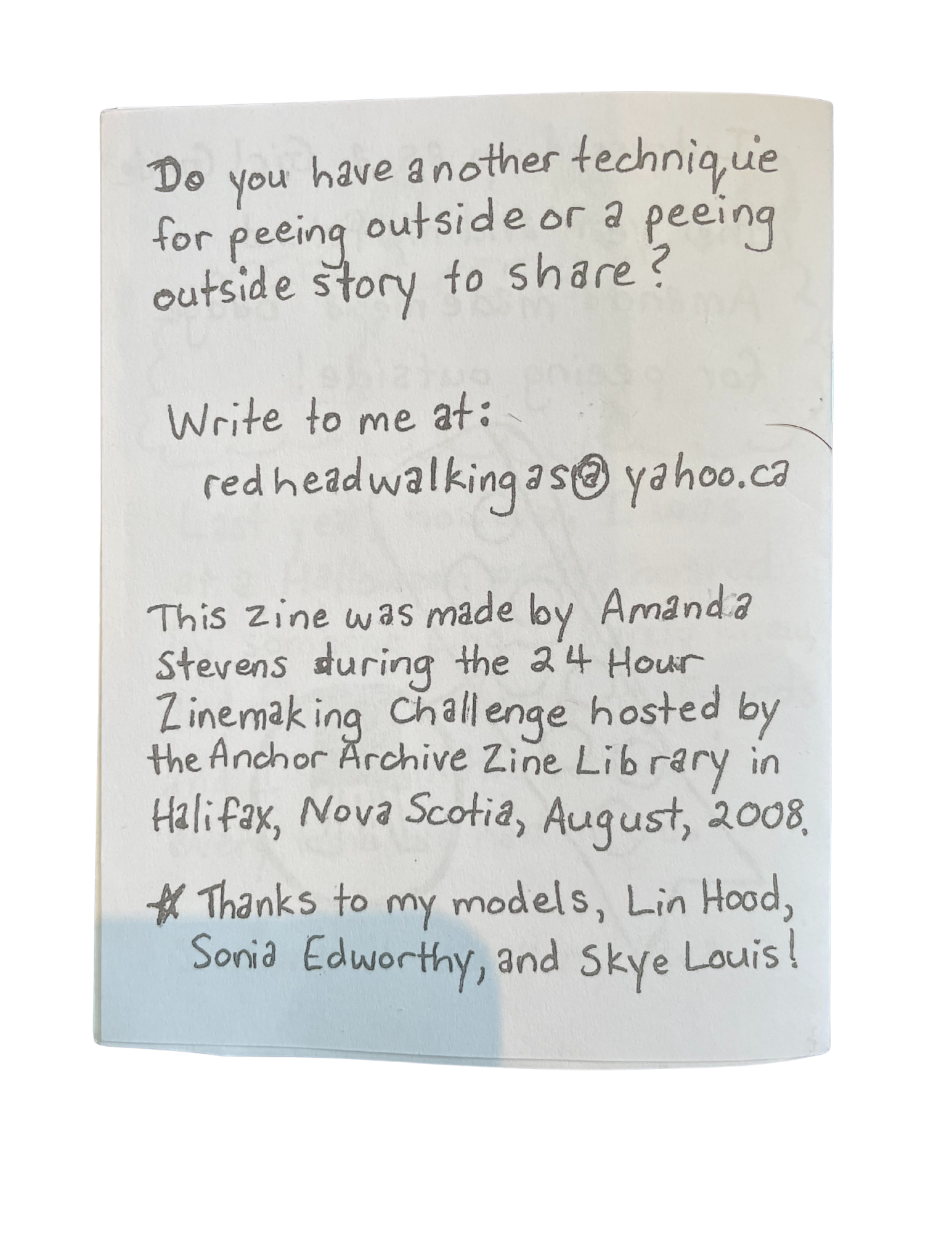 Why I Like to Pee Outside Zine