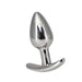 Steel butt plug with t-base on a plain white background