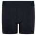 Black boxer briefs with button closure on a white background