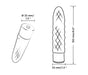 A technical drawing of romp beat with measurements and dimensions. The toy is 6 inches by 1.3 inches. 