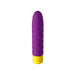 Purple and yellow vibrator with texture on the shaft