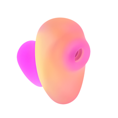 Front view of the romp kiss, a suction toy with a sunset ombre colour 