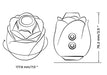 Line drawing of romp rose with measurements and dimensions. The toy is 3 inches tall with a 7 inch circumference 