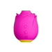 Rose shaped air pulse toy with a yellow base and 2 button interface on a white background. 