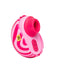 Pink and white striped toy, with its cap open
