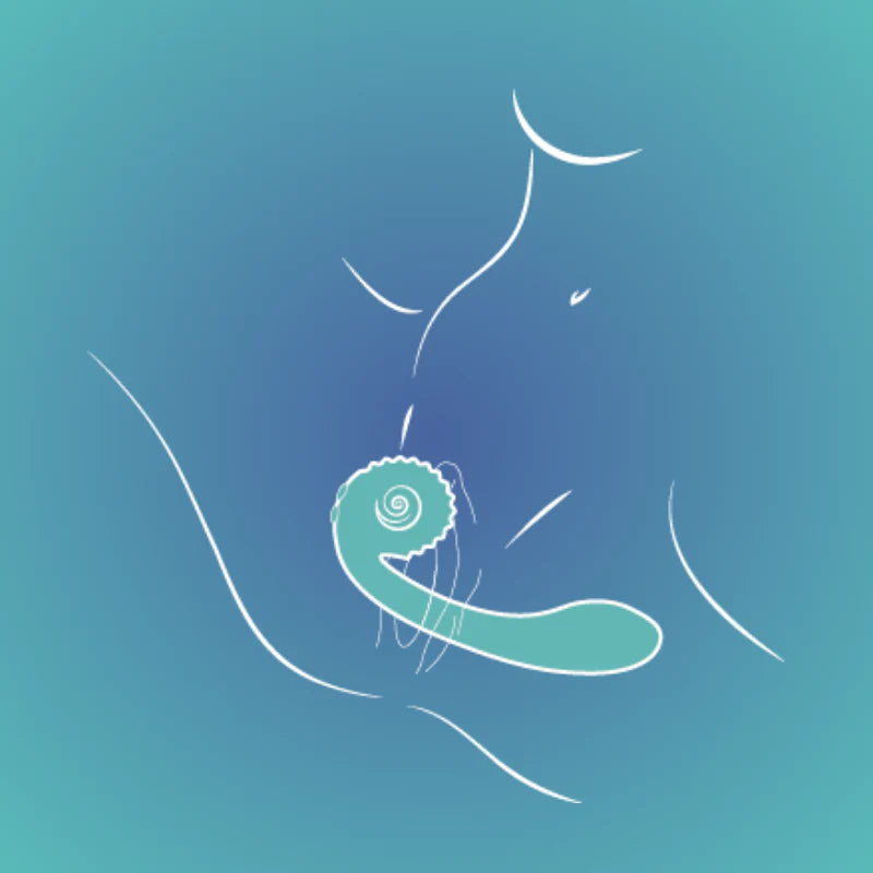 Outline of a body with a vulva with gizi fully inserted 