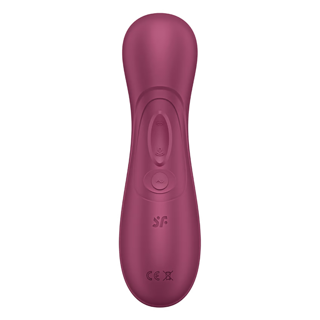 Back view of the sex toy. There are 3 buttons on the back of the toy to control various settings.