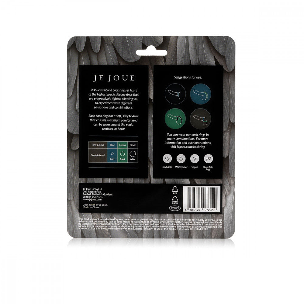 Back of Je Joue cock ring packaging