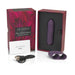 purple bullet vibrator, finger sleeve, usb cable, and pink packaging