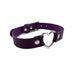 Purple leather collar with silver heart-shaped ring