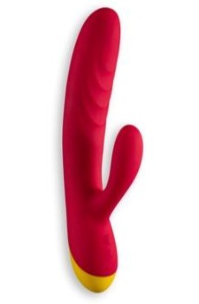 Red and yellow vibrator on a white background