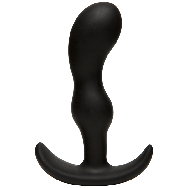 Black curved butt plug on white background