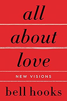 Red background. Title is written in all lowercase, in black text, and reads "all about love." Author's name, bell hooks, is written in black beneath the title. 
