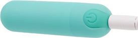Teal bullet vibrator with charger plugged in