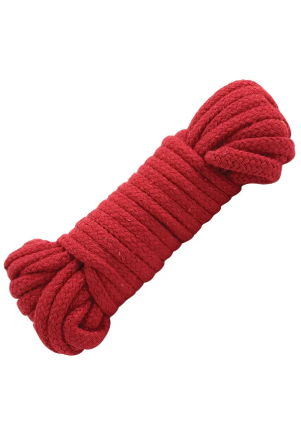 Red cotton rope on white background