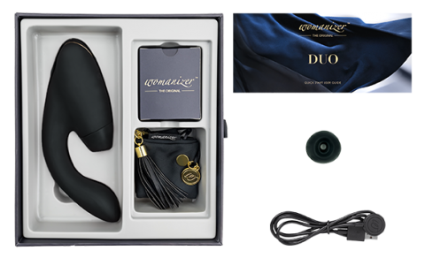 womanizer duo in box with contents